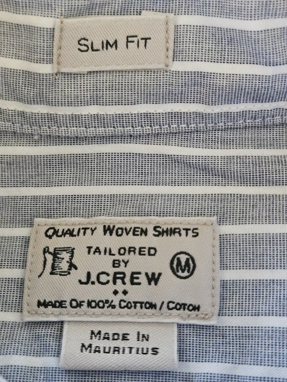 J. Crew Blue and White Vertical Stripe Button-Down Shirt Long Sleeves